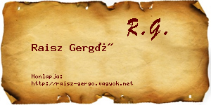 Raisz Gergő névjegykártya